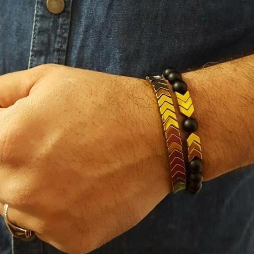 ست دستبند حدید فلش و اونیکس مات